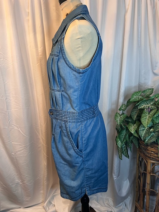 Dkny Sleeveless Denim Zip-Front Midi Dress in Blue - Picture 6 of 15